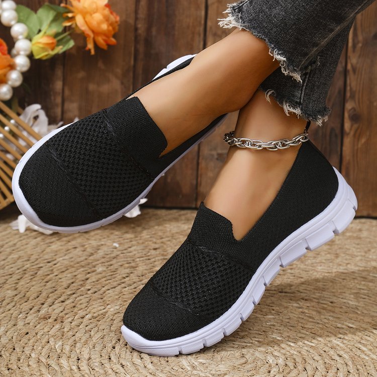 Mesh Breathable Flat Solid Color Casual Shoes For Women
