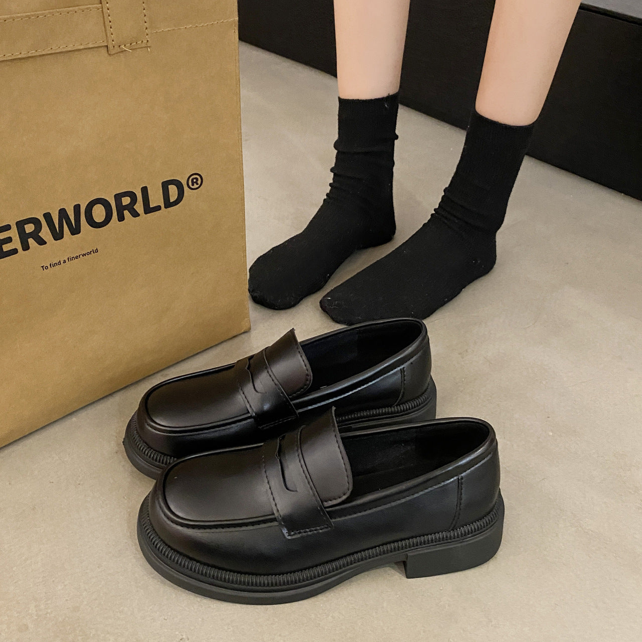 New Vintage Springfall Casual Preppy-style Leather Shoes For Women