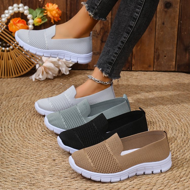 Mesh Breathable Flat Solid Color Casual Shoes For Women