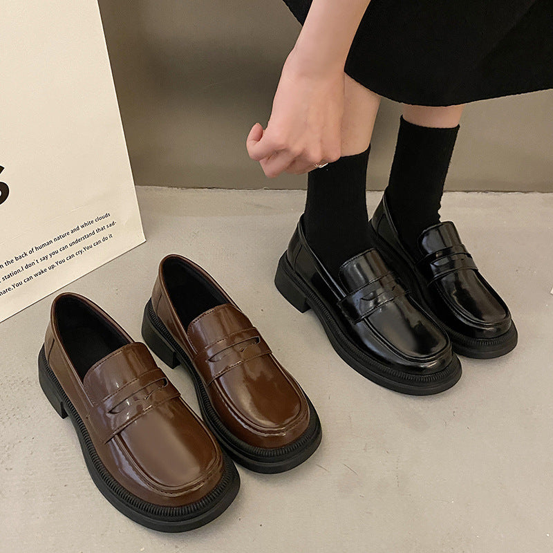 New Vintage Springfall Casual Preppy-style Leather Shoes For Women