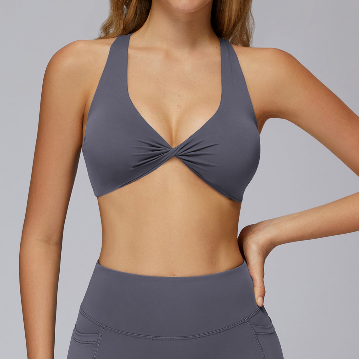Nude Feel Pleated Yoga Bra Tight And Quick-drying