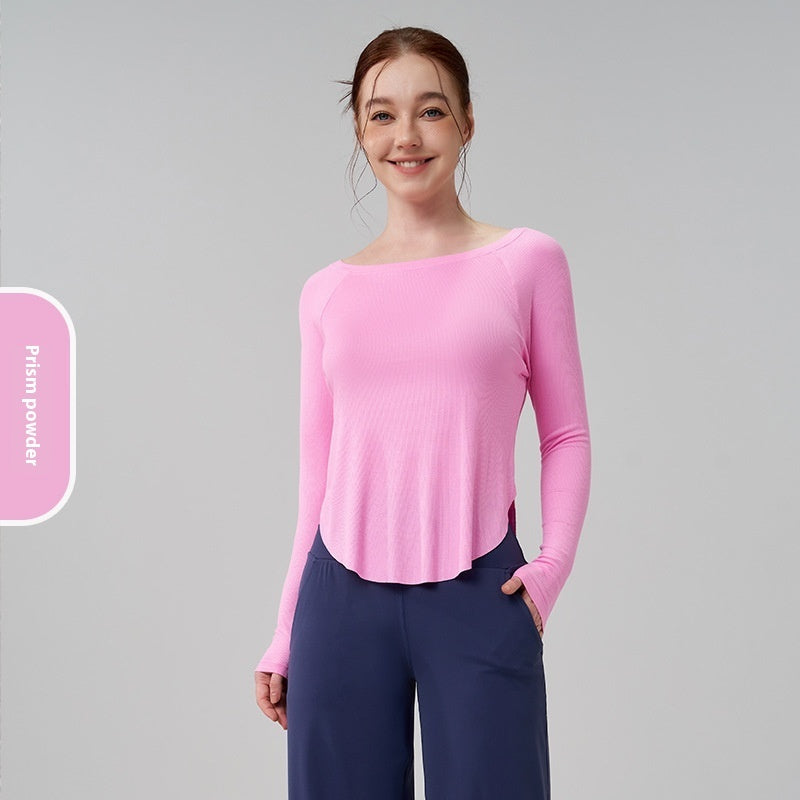 Sexy Off-the-shoulder Yoga Leisure Draping Sports Long Sleeve