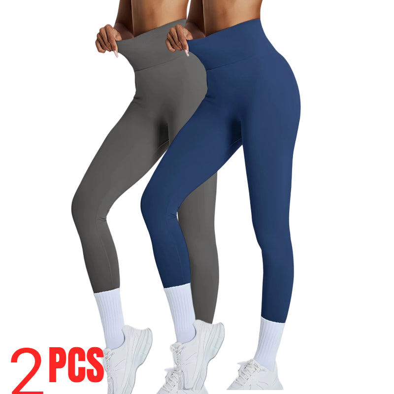 2 Pack Women's High Waisted Seamless Leggings - Butt Lifting & Tummy Control Yoga Pants, Non-See Through Workout Leggings With Soft Compression, Solid Color Activewear