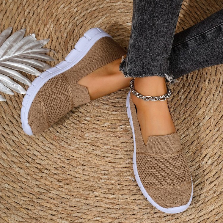 Mesh Breathable Flat Solid Color Casual Shoes For Women