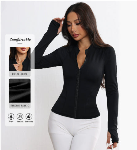 Yoga Stand Collar Zipper Cardigan Sports Jacket