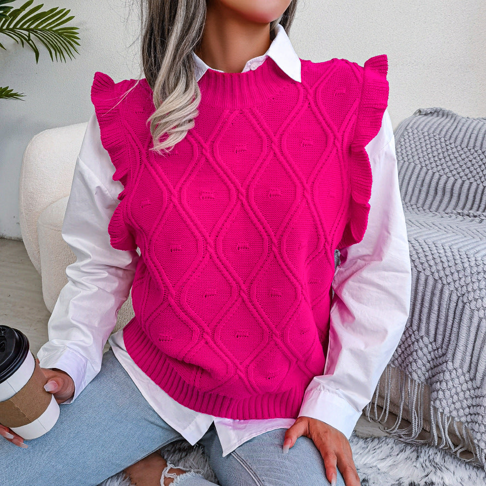 Diamond knitted vest sweater women's clothing