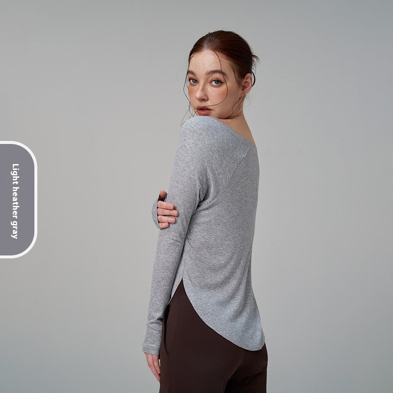 Sexy Off-the-shoulder Yoga Leisure Draping Sports Long Sleeve