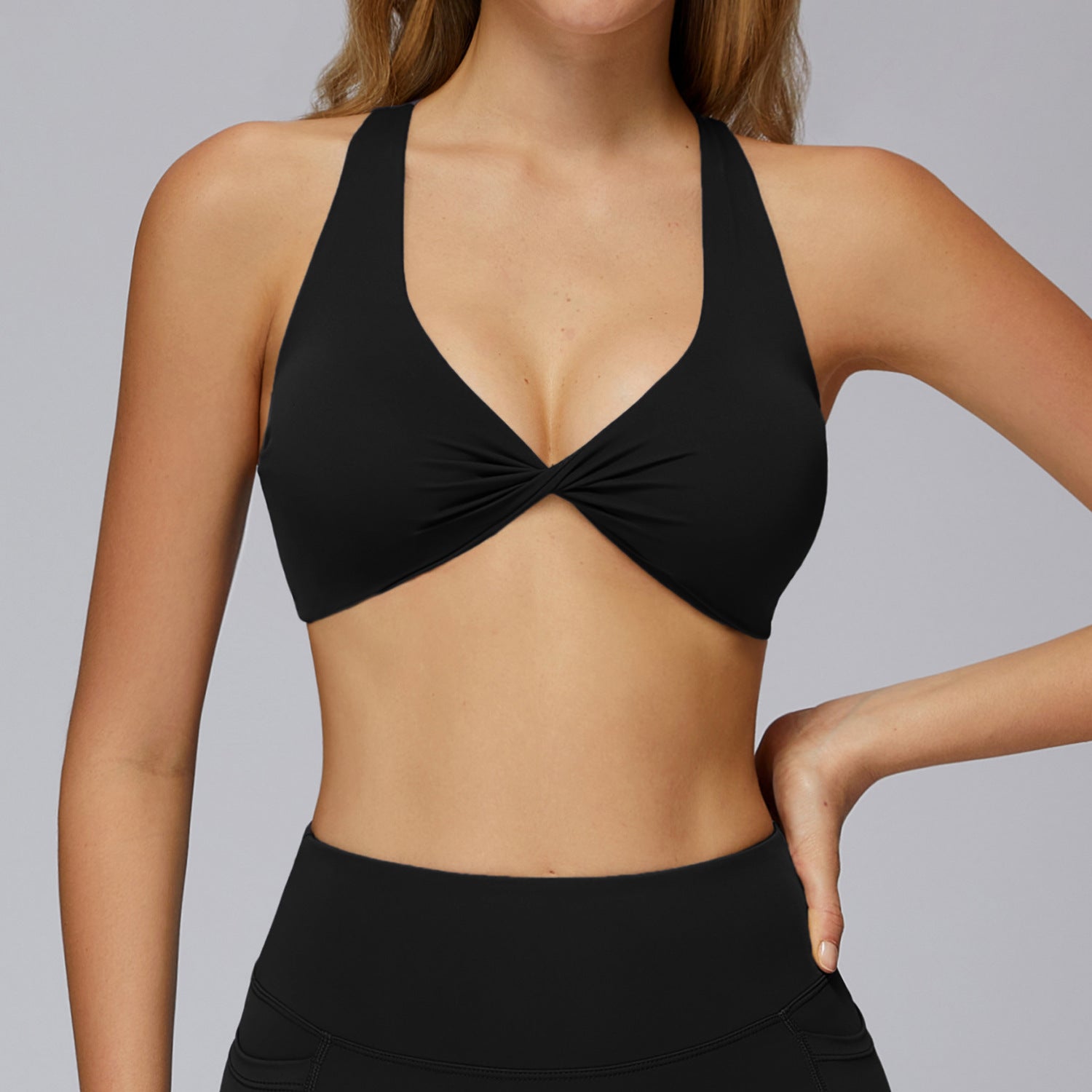 Nude Feel Pleated Yoga Bra Tight And Quick-drying