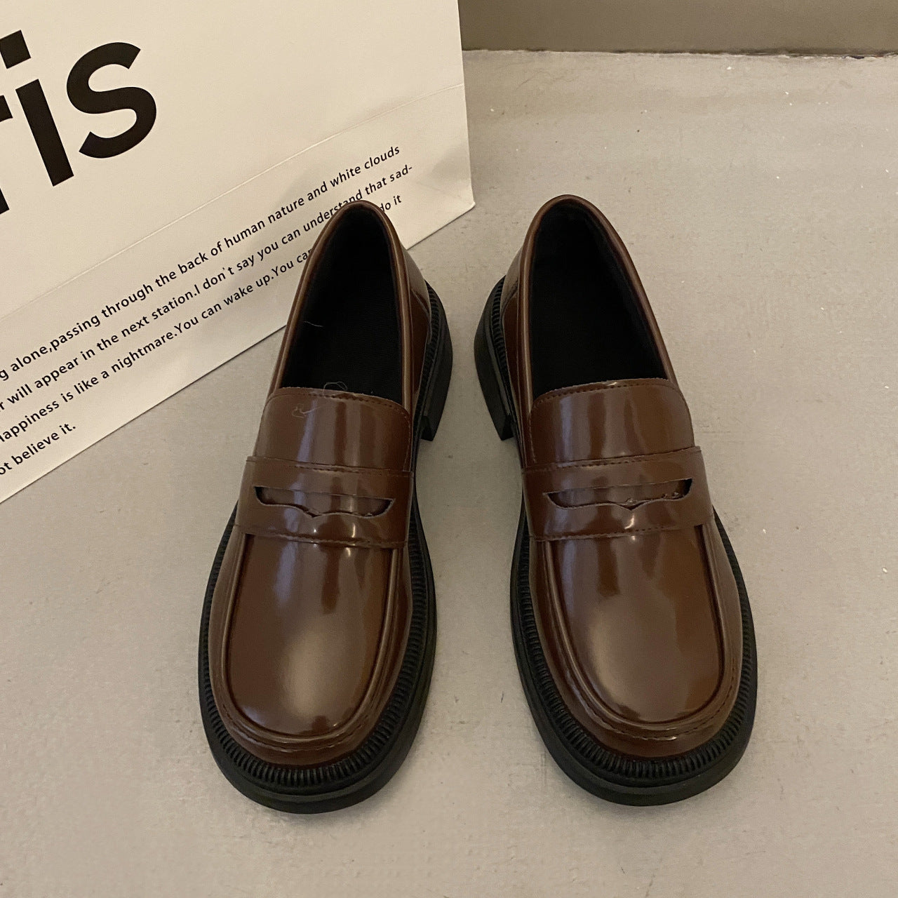 New Vintage Springfall Casual Preppy-style Leather Shoes For Women