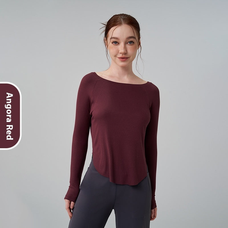 Sexy Off-the-shoulder Yoga Leisure Draping Sports Long Sleeve