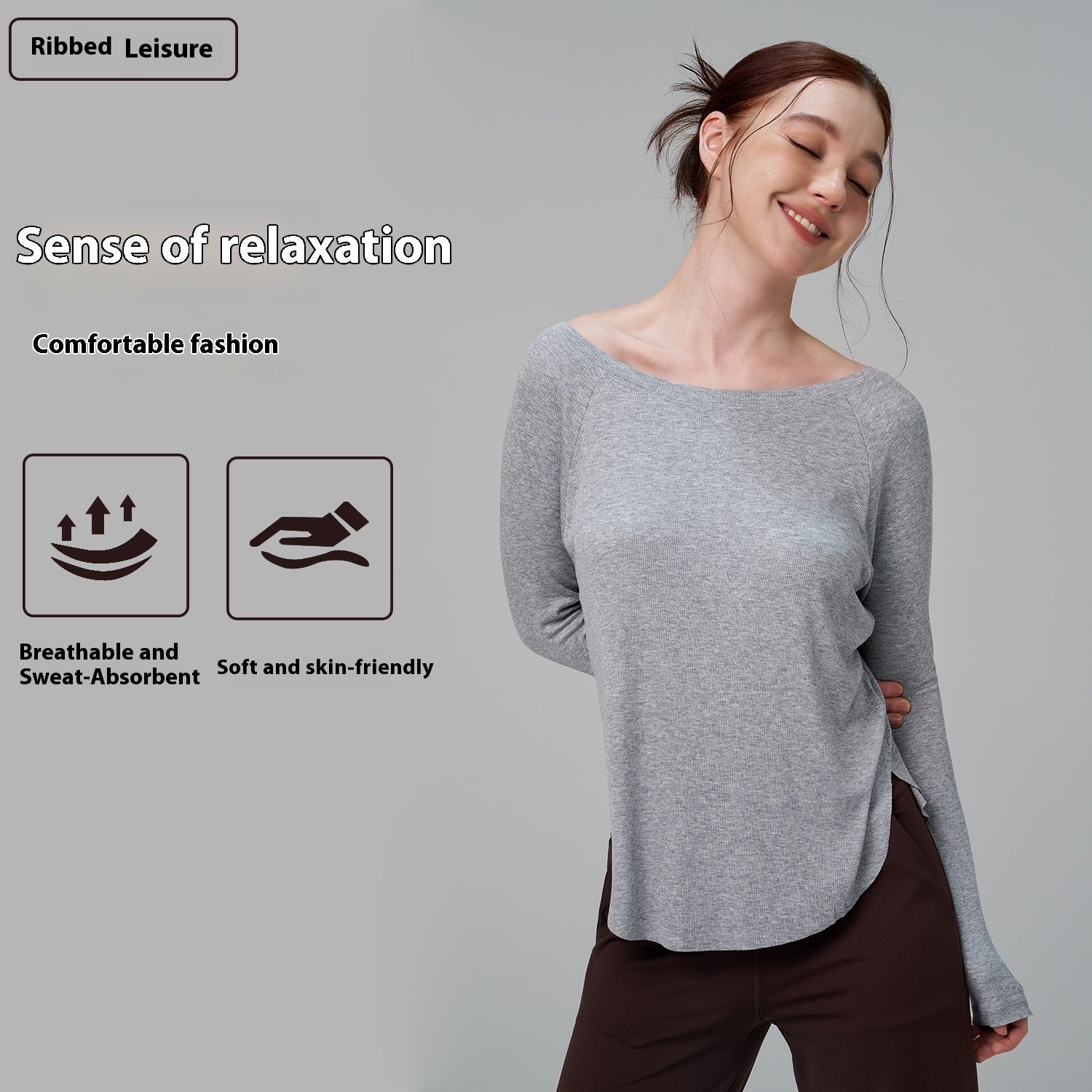 Sexy Off-the-shoulder Yoga Leisure Draping Sports Long Sleeve