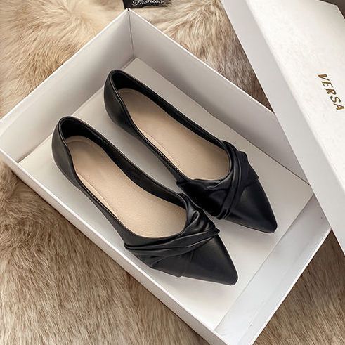 New Chanel-style Pointed-toe Flat Shoes For Women