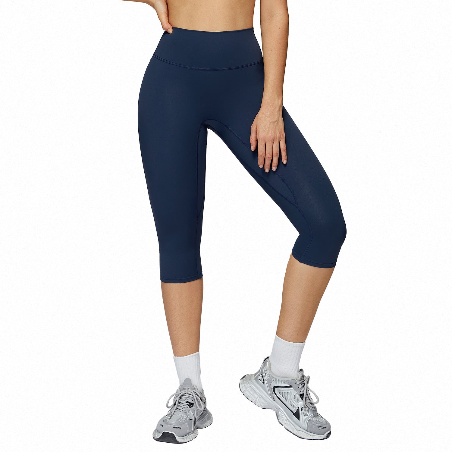 New Brushed Yoga Knee Length Pants High-waist Quick-drying Tight