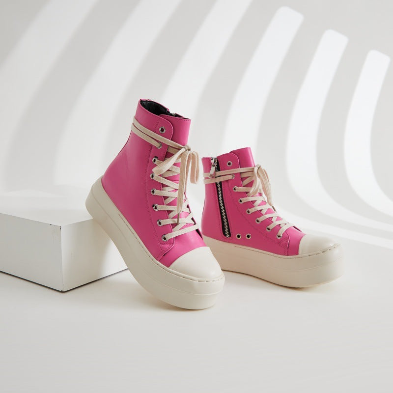 Fashionable Retro Candy-colored High-top Shoes For Women
