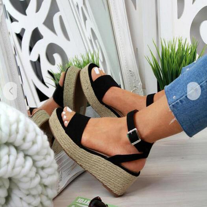 Wedge Sandals For Women Hemp Rope Sole Platform Shoes