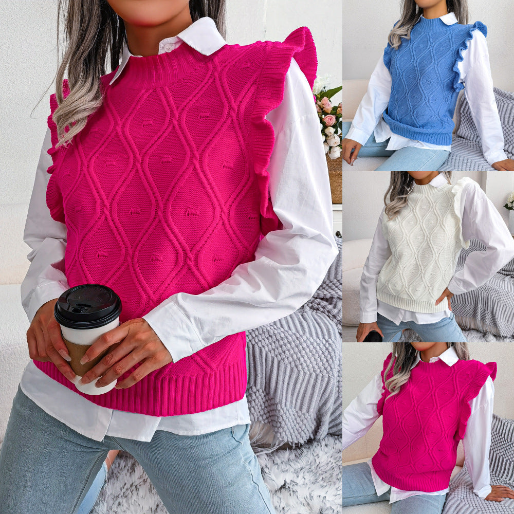 Diamond knitted vest sweater women's clothing