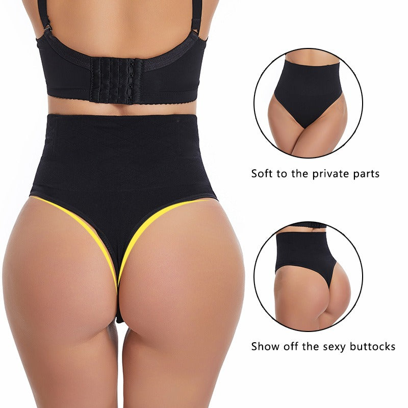 Women's T-shaped pants with strong hip lifting and abdominal tightening, and fish bone steel bone waist waist shaping underwear