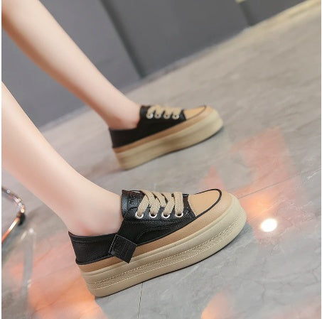 Simple And Versatile Casual Thick Soled Canvas Shoes For Women