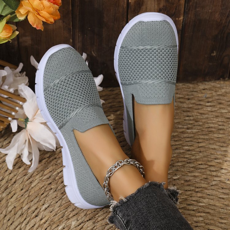 Mesh Breathable Flat Solid Color Casual Shoes For Women