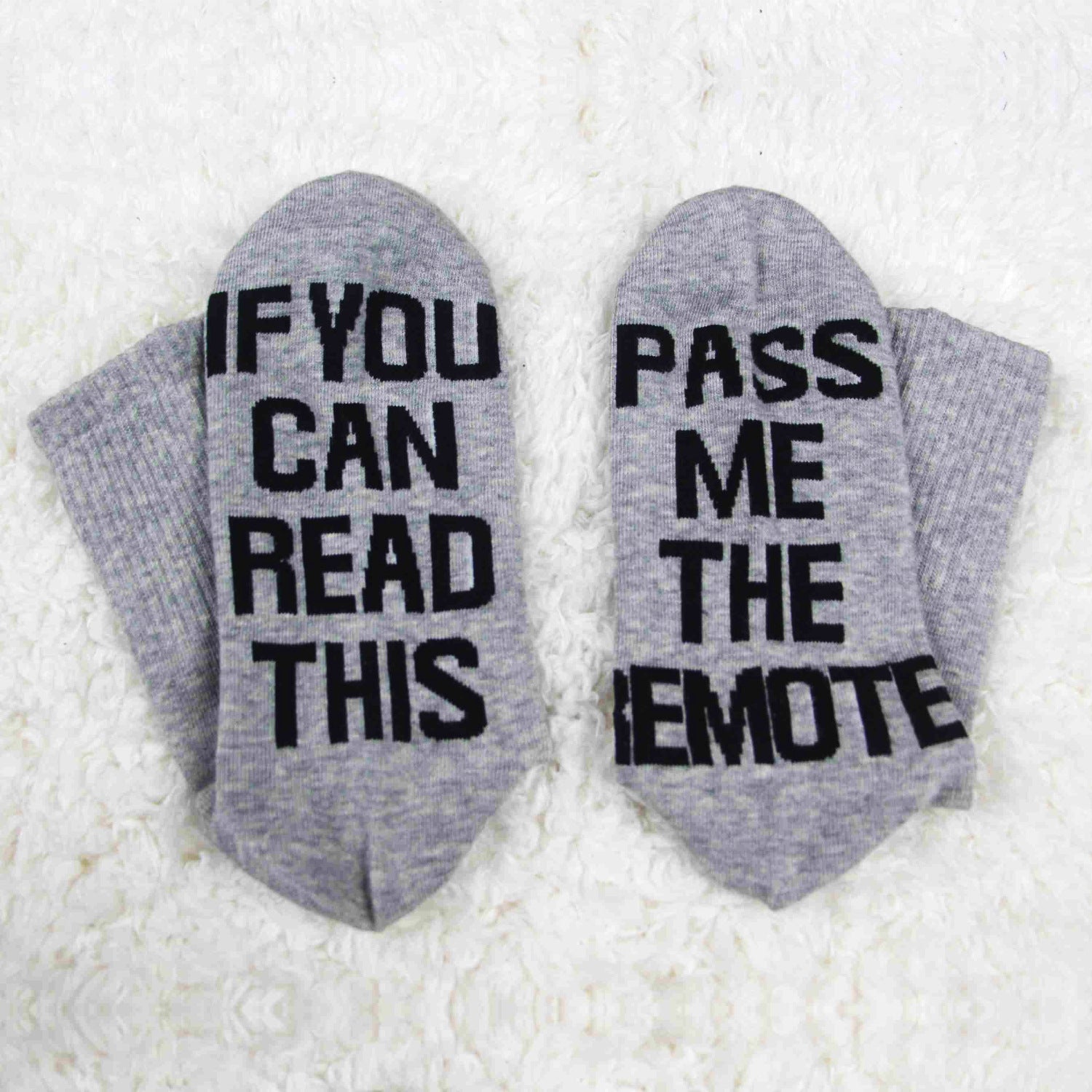 PASS ME THE REMOTE Printed Casual Mid Tube Gift Socks With Letters Non Slip Socks