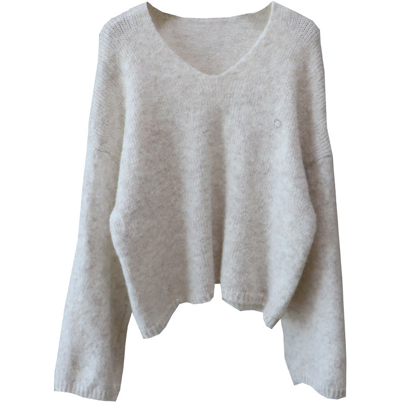 V-Neck Loose Slimming Soft Knit Sweater for Women