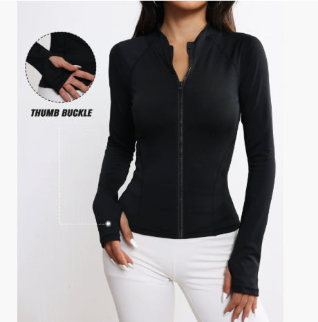 Yoga Stand Collar Zipper Cardigan Sports Jacket