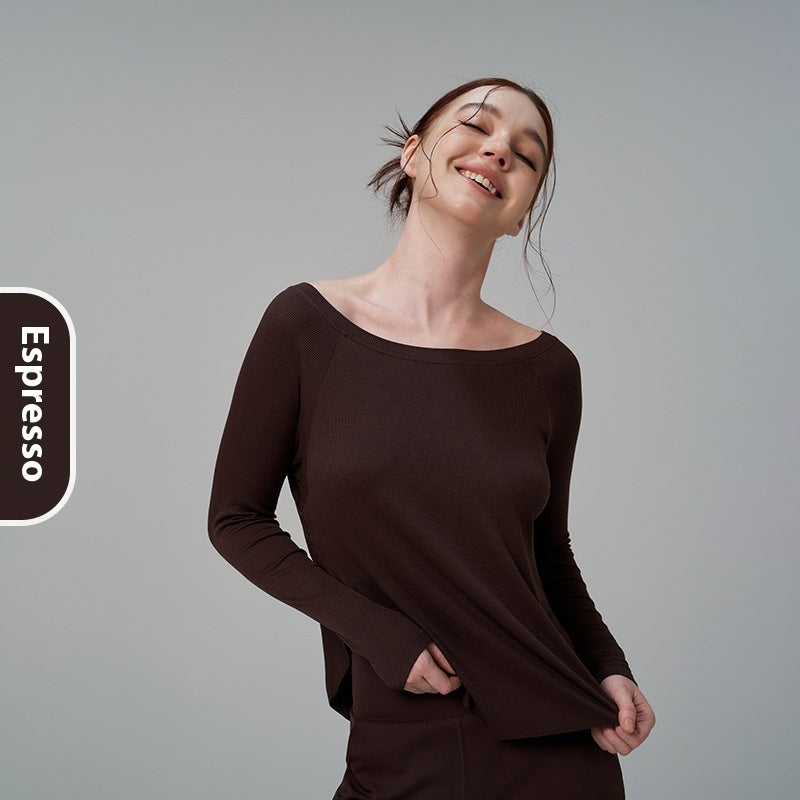 Sexy Off-the-shoulder Yoga Leisure Draping Sports Long Sleeve