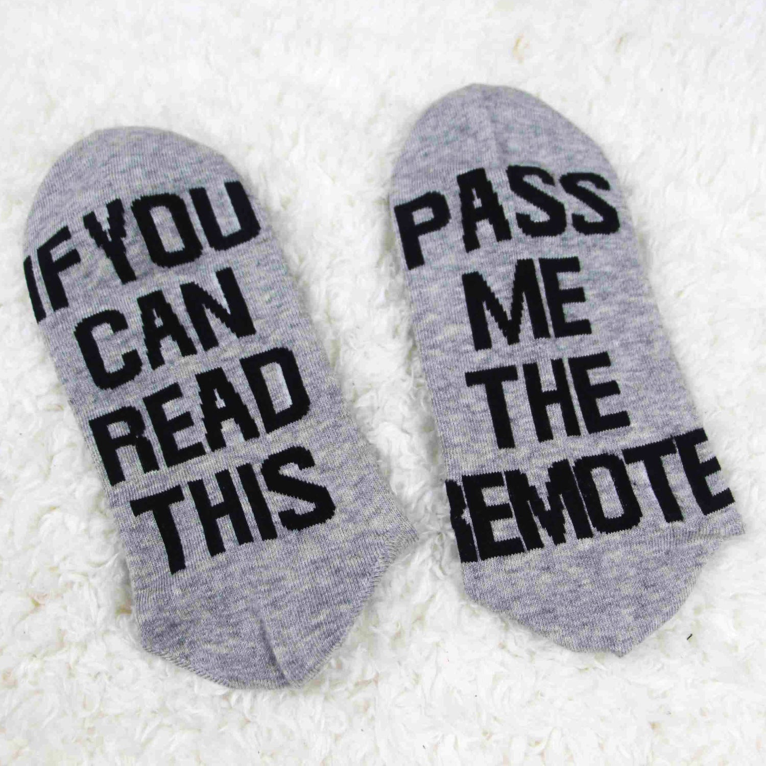 PASS ME THE REMOTE Printed Casual Mid Tube Gift Socks With Letters Non Slip Socks