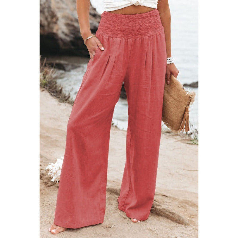 Pantaloni Donna Larghi Cotone Lino Estivi
