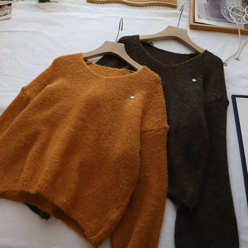 V-Neck Loose Slimming Soft Knit Sweater for Women