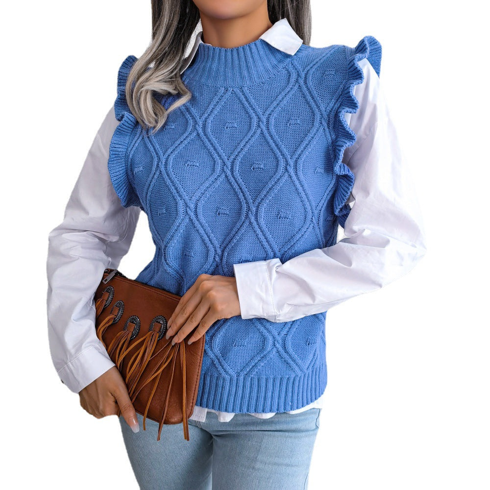Diamond knitted vest sweater women's clothing
