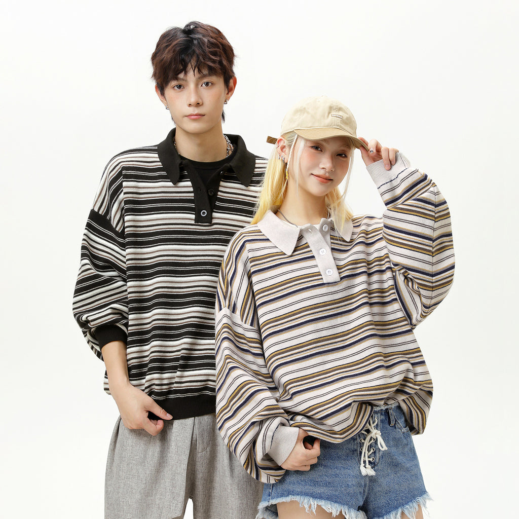 Striped collar sweater for men