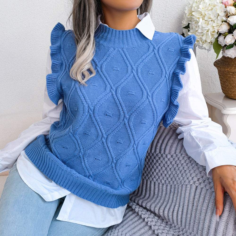 Diamond knitted vest sweater women's clothing