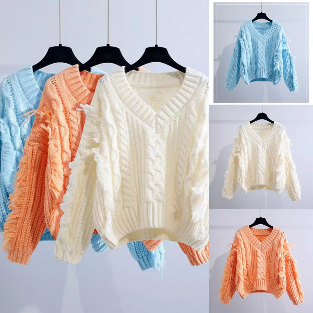 Maglione Donna Vintage Nappine Scollo V