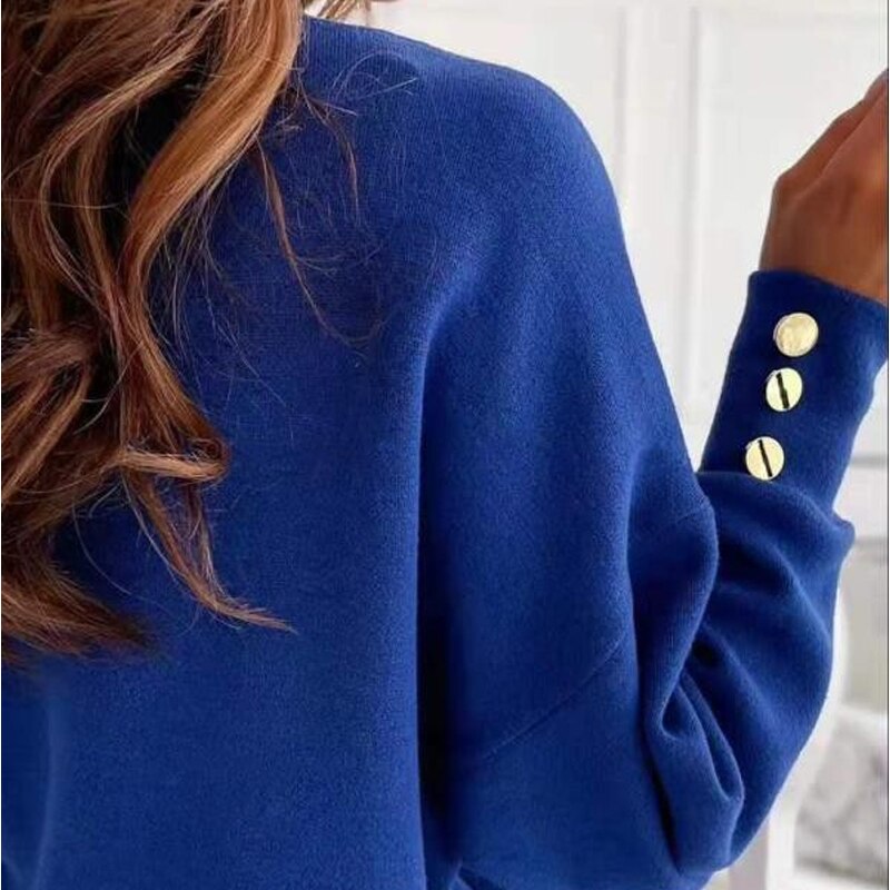 Spring New Long Sleeve Knitted Sweater Women V-neck Jumper Sweaters for Women Button Loose Office Lady Casual Pullover