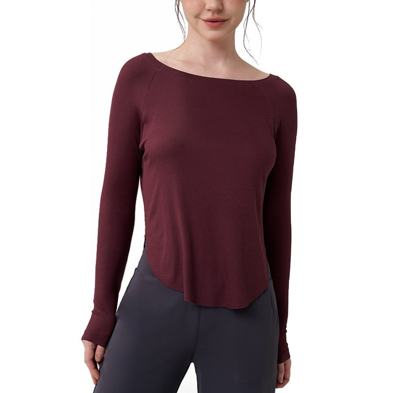 Sexy Off-the-shoulder Yoga Leisure Draping Sports Long Sleeve