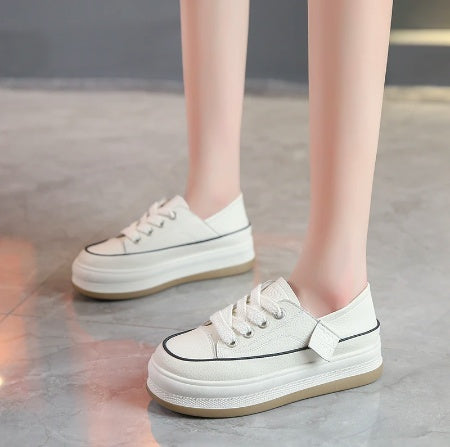 Simple And Versatile Casual Thick Soled Canvas Shoes For Women