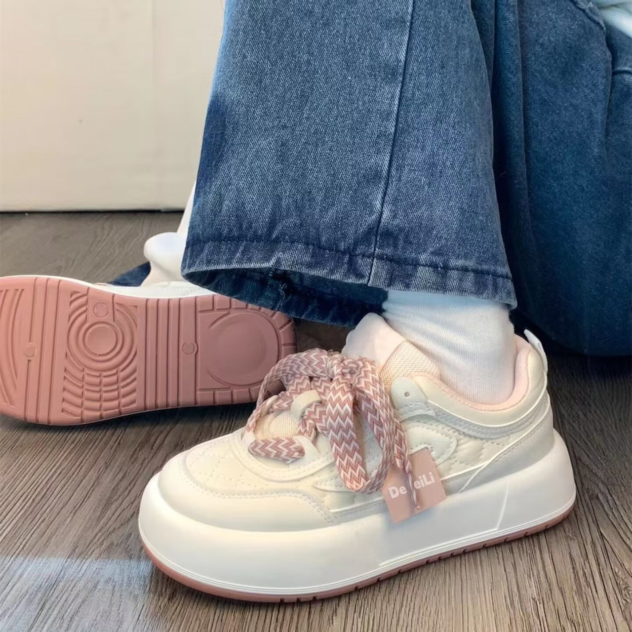 Retro Hong Kong Style Thick Sole Casual Board Shoes For Women