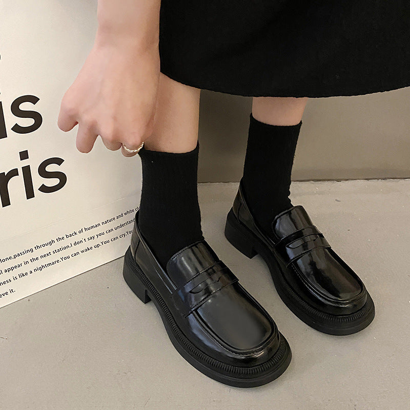 New Vintage Springfall Casual Preppy-style Leather Shoes For Women