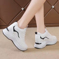 Heightening Sports Shoes For Women With Round Toe Tie Ups