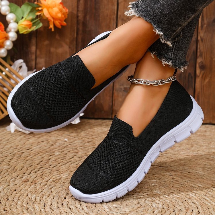 Mesh Breathable Flat Solid Color Casual Shoes For Women
