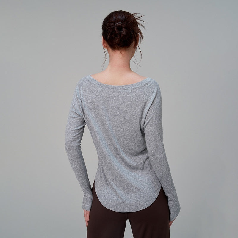 Sexy Off-the-shoulder Yoga Leisure Draping Sports Long Sleeve
