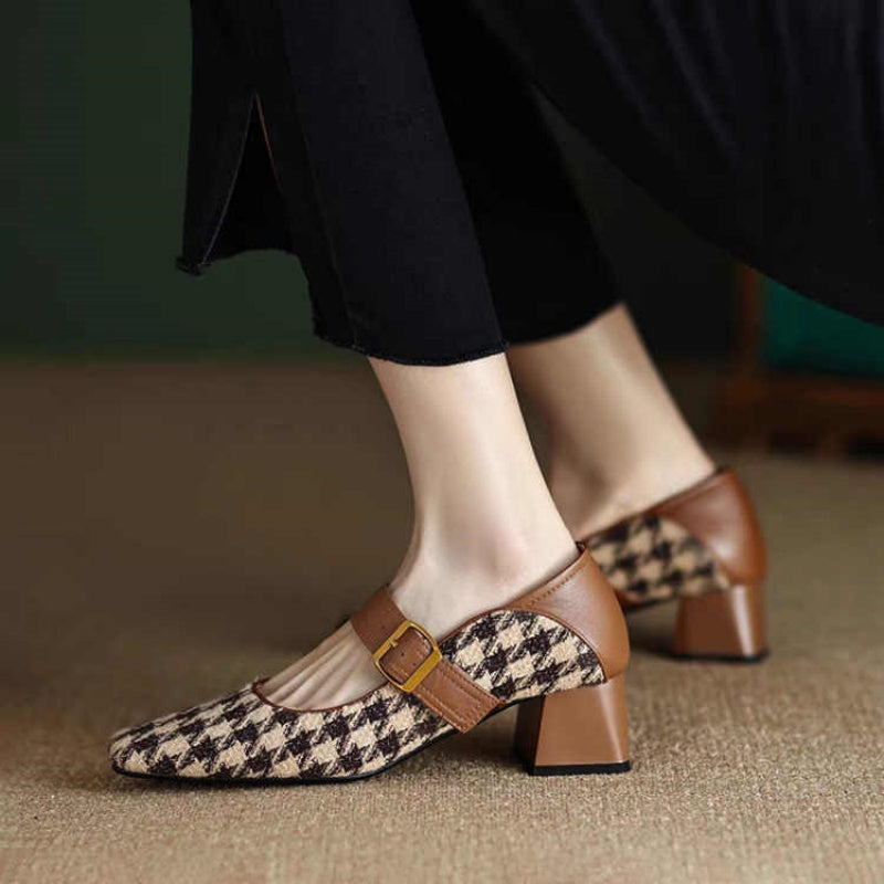 Retro Mary Jane Shoes With A Single Buckle For Women