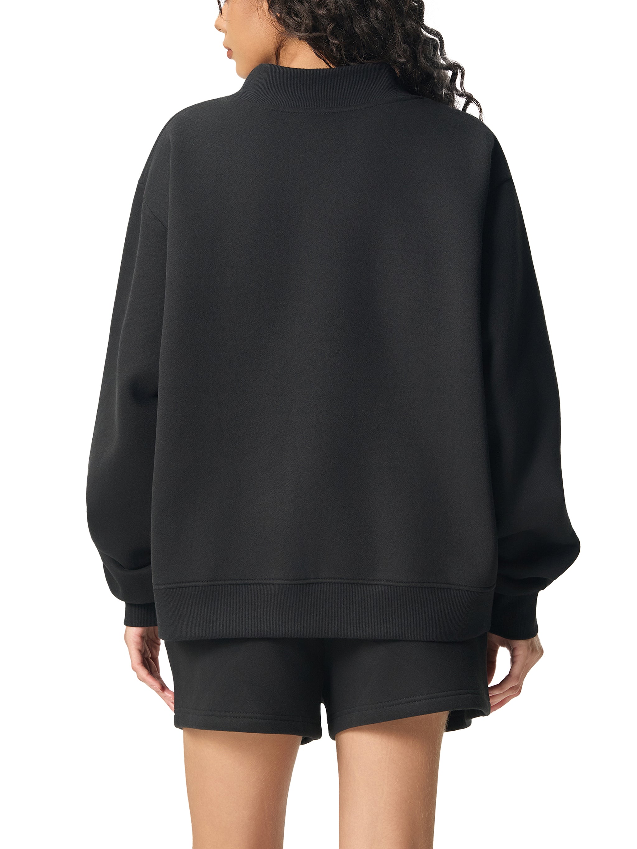 Pruzora Essential Fleece Mock-Neck Crew Sweatshirt